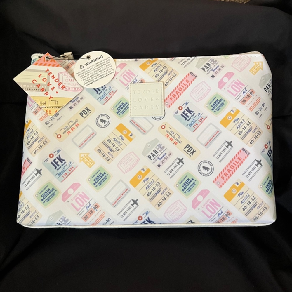 Tender Love + Carry Toiletry Cosmetic Bag Airport Airline Baggage Tag City Codes
